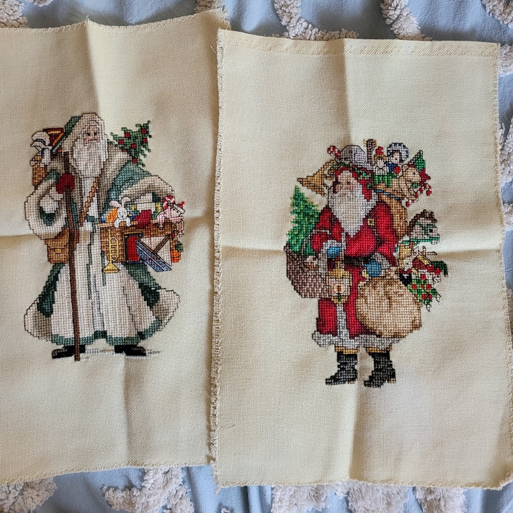 2 vintage handmade cross stitch